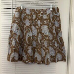 J Crew Paisley Pleated Cotton Skirt--Size 10